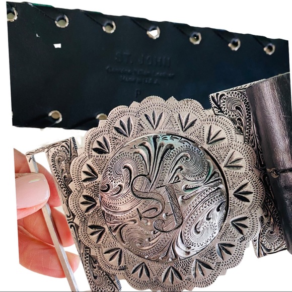ST. JOHN $800 Concho Western Leather Belt RARE main image 9